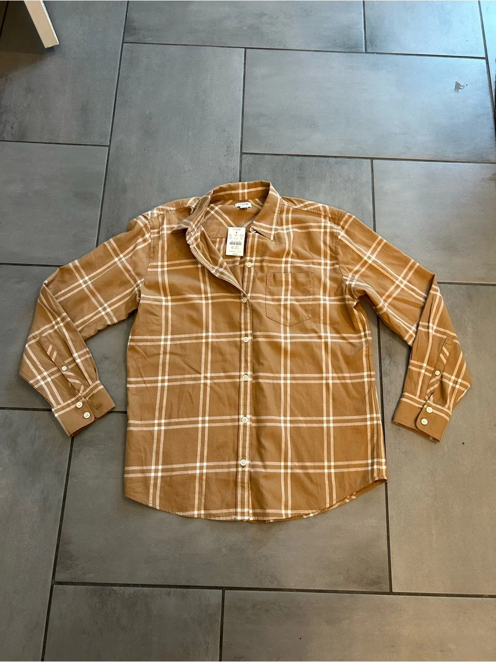 NWT J. Crew Flannel Shirt for Women - Gold & White